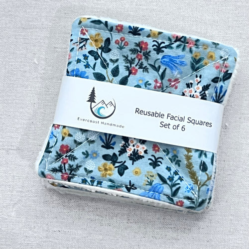 Bramble Light Blue Floral Reusable Facial Squares