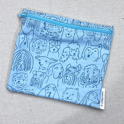 Line Sketch Dogs on Blue Reusable Sandwich Bag
