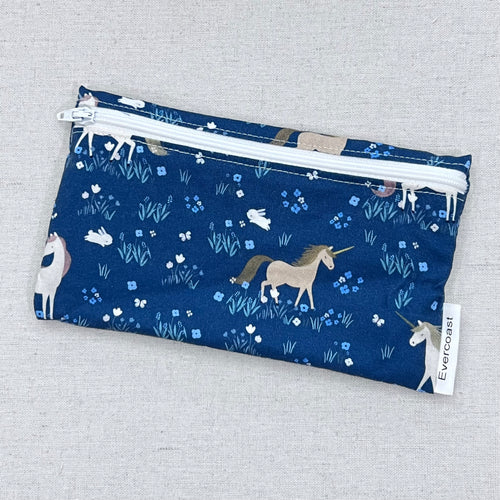 Unicorns on Blue Reusable Snack Bag