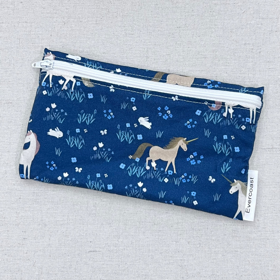 Unicorns on Blue Reusable Snack Bag