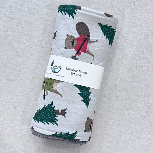 Lumberjack Burly Beavers Unpaper Towels - Set of 4