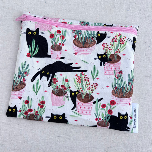 Cats and Plants on Cream Reusable Sandwich Bag