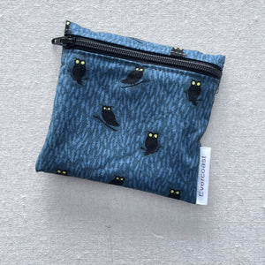 Owls on Slate Blue Reusable Mini Snack Bag