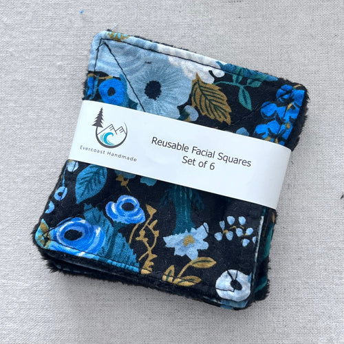 Blue Garden Party Reusable Facial Squares