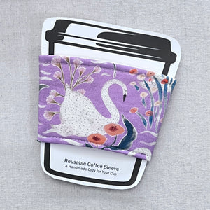Swans on Lilac Reusable Coffee Sleeve