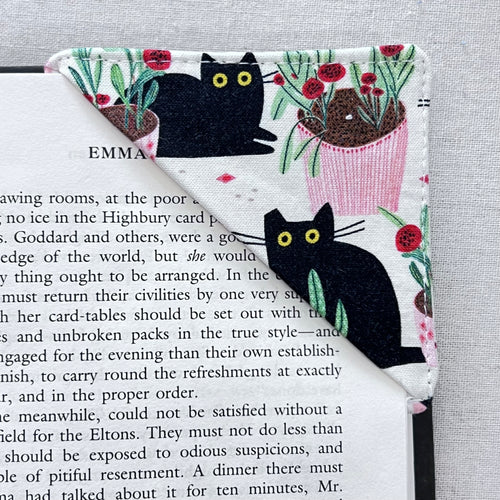 Cats and Plants on Cream Corner Bookmark