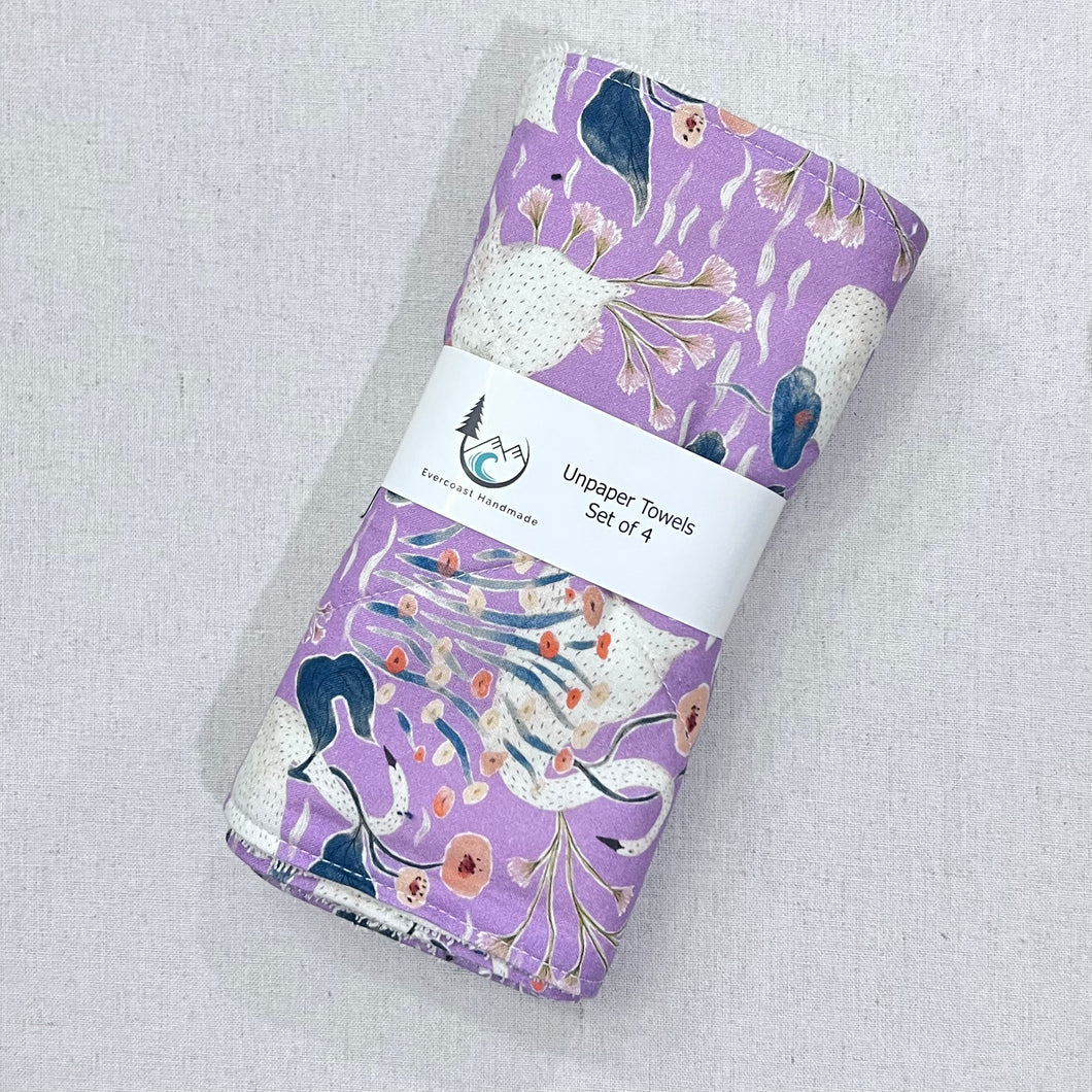 Swans on Lilac Unpaper Towels - Set of 4