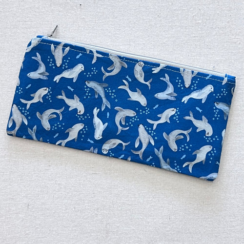 Seals on Blue Pencil Case