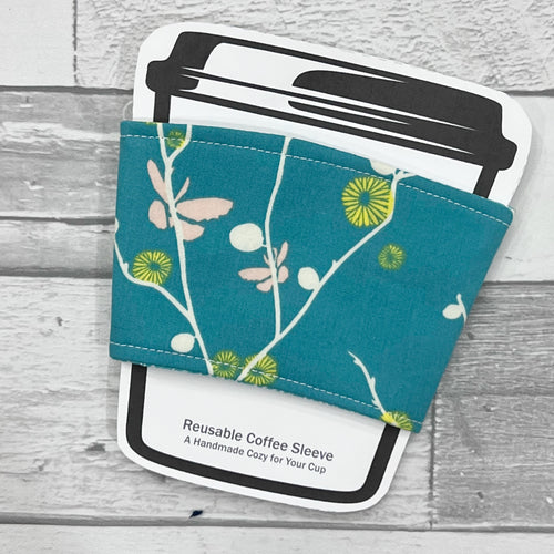 Butterflies on Green Reusable Coffee Sleeve