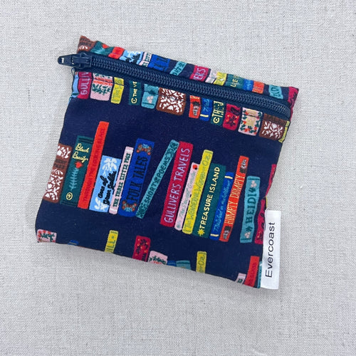 Bookshelf on Navy Reusable Mini Snack Bag