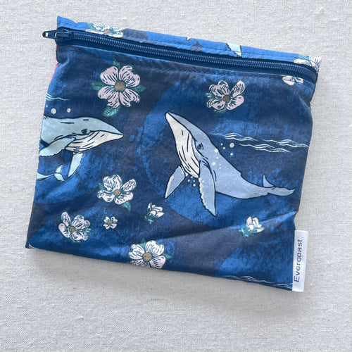 Navy Floral Whale Reusable Sandwich Bag