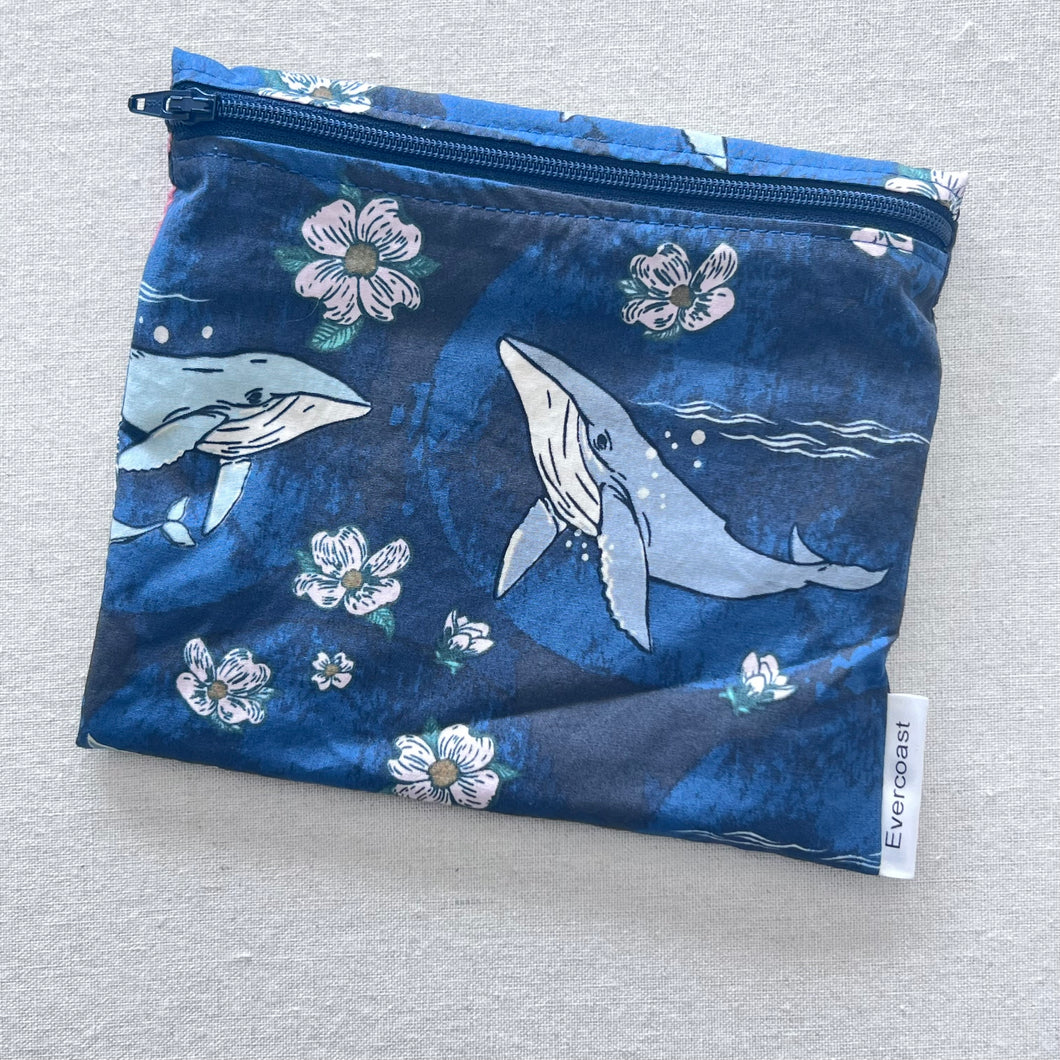 Navy Floral Whale Reusable Sandwich Bag