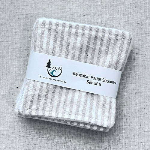 Striped Cream Linen Reusable Facial Squares