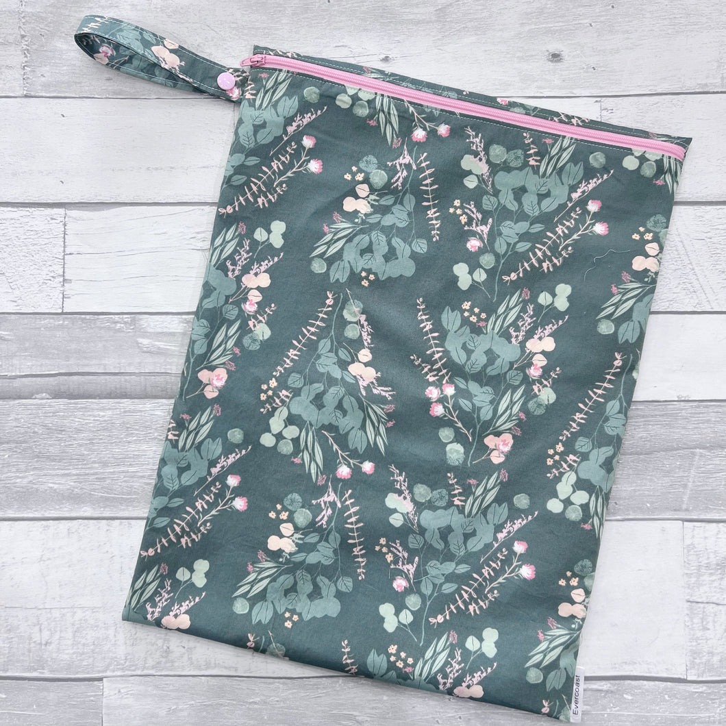 All is Well Green Floral Wet Bag