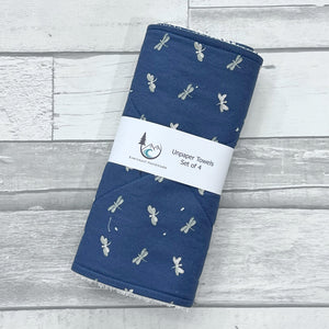 Dragonflies on Navy Unpaper Towels - Set of 4