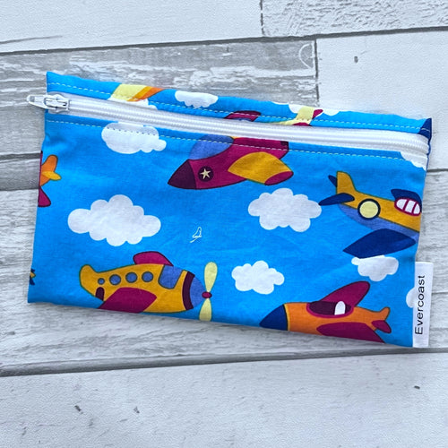 Airplanes on Blue Reusable Snack Bag