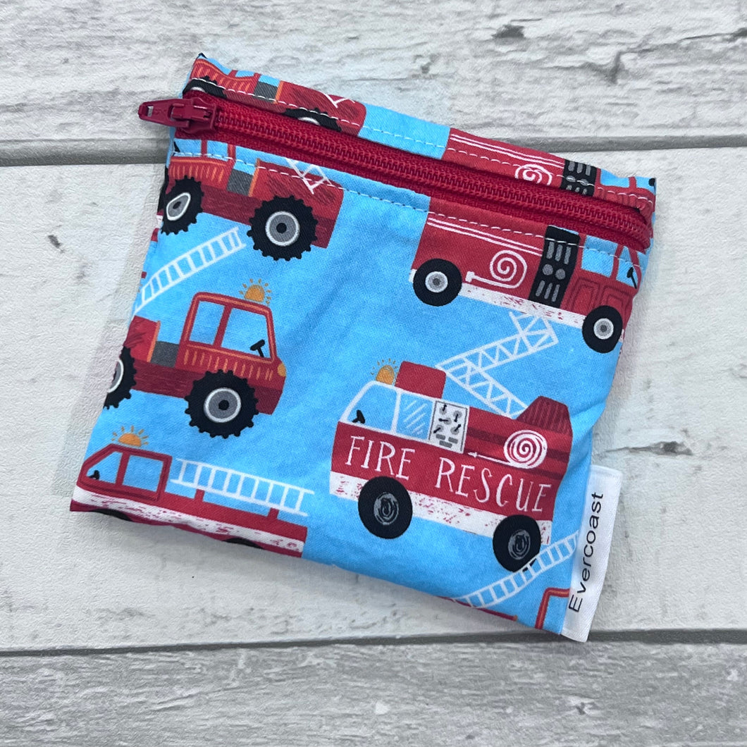 Fire Trucks Reusable Mini Snack Bag