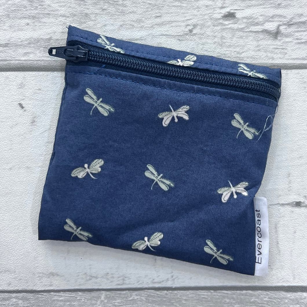 Dragonflies on Navy Reusable Mini Snack Bag