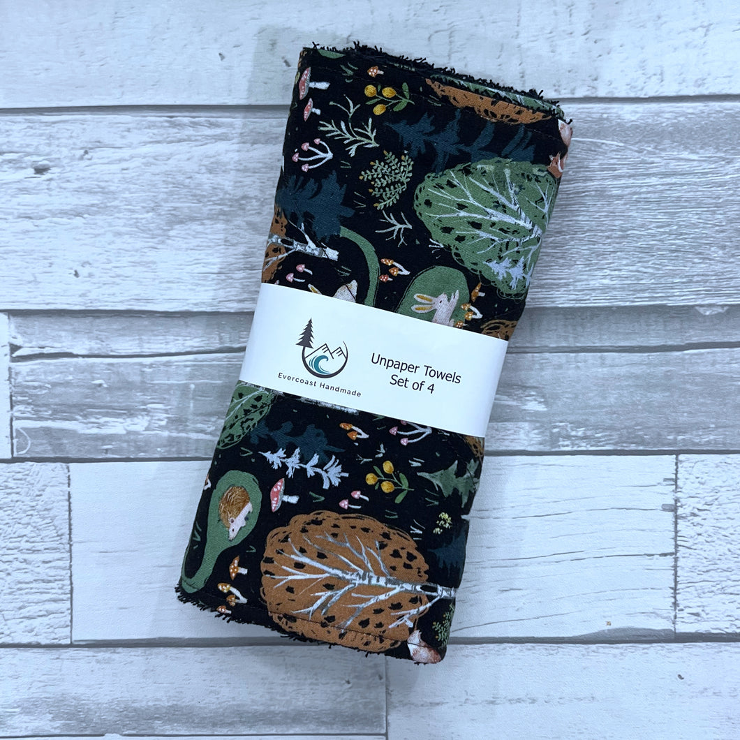 Dark Woodland Unpaper Towels - Set of 4