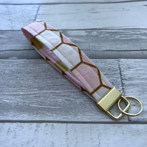 Gold Hex Wristlet Key Fob