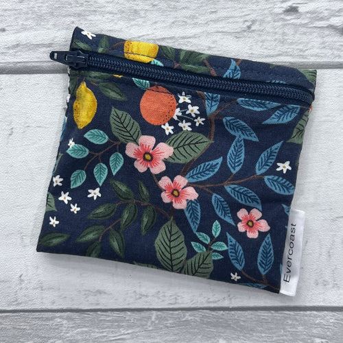 Navy Citrus Floral Reusable Mini Snack Bag