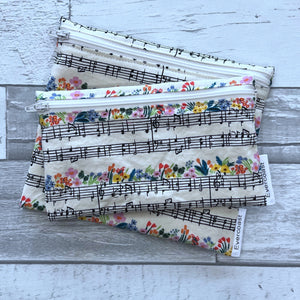Floral Music Reusable Snack Bag Set