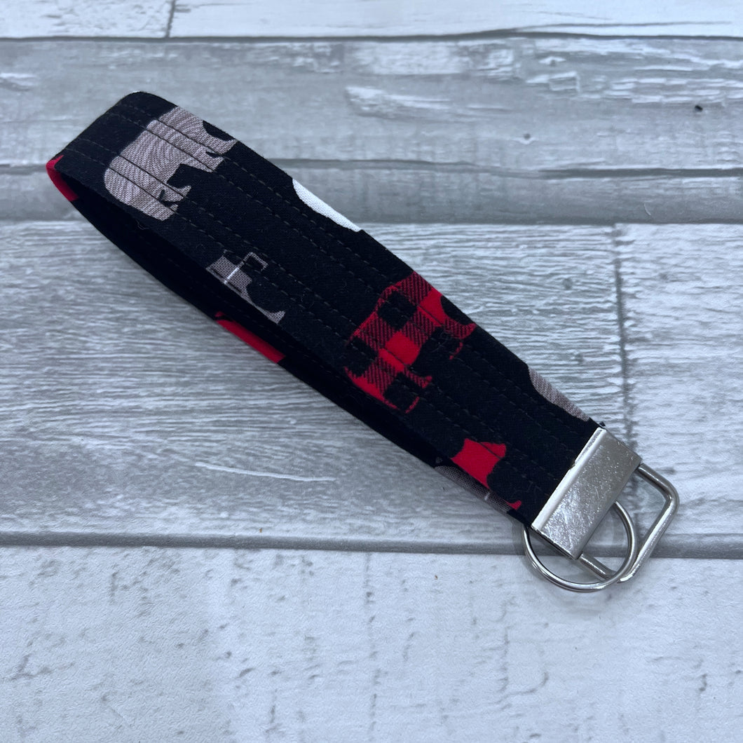 Plaid Bears Wristlet Key Fob