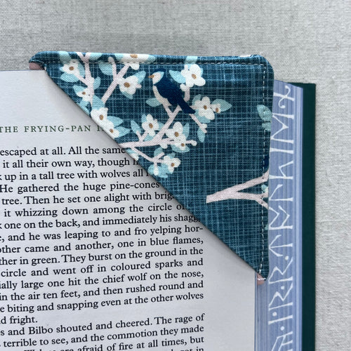 Teal and Peach Floral Corner Bookmark