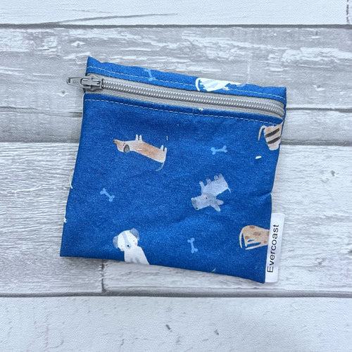 Dog Toss on Blue Reusable Mini Snack Bag