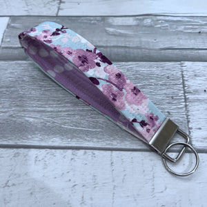 Lilac Floral Wristlet Key Fob