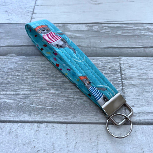 Swimming Otters Wristlet Key Fob