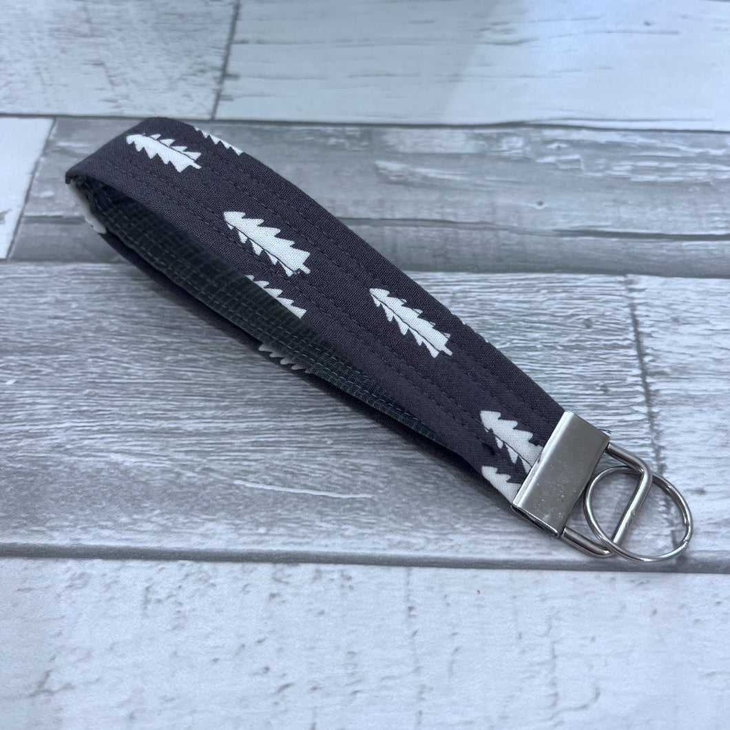 Trees on Grey Wristlet Key Fob
