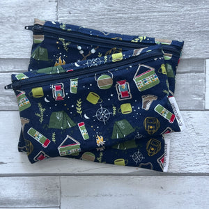 Camping Toss on Navy Reusable Snack Bag Set