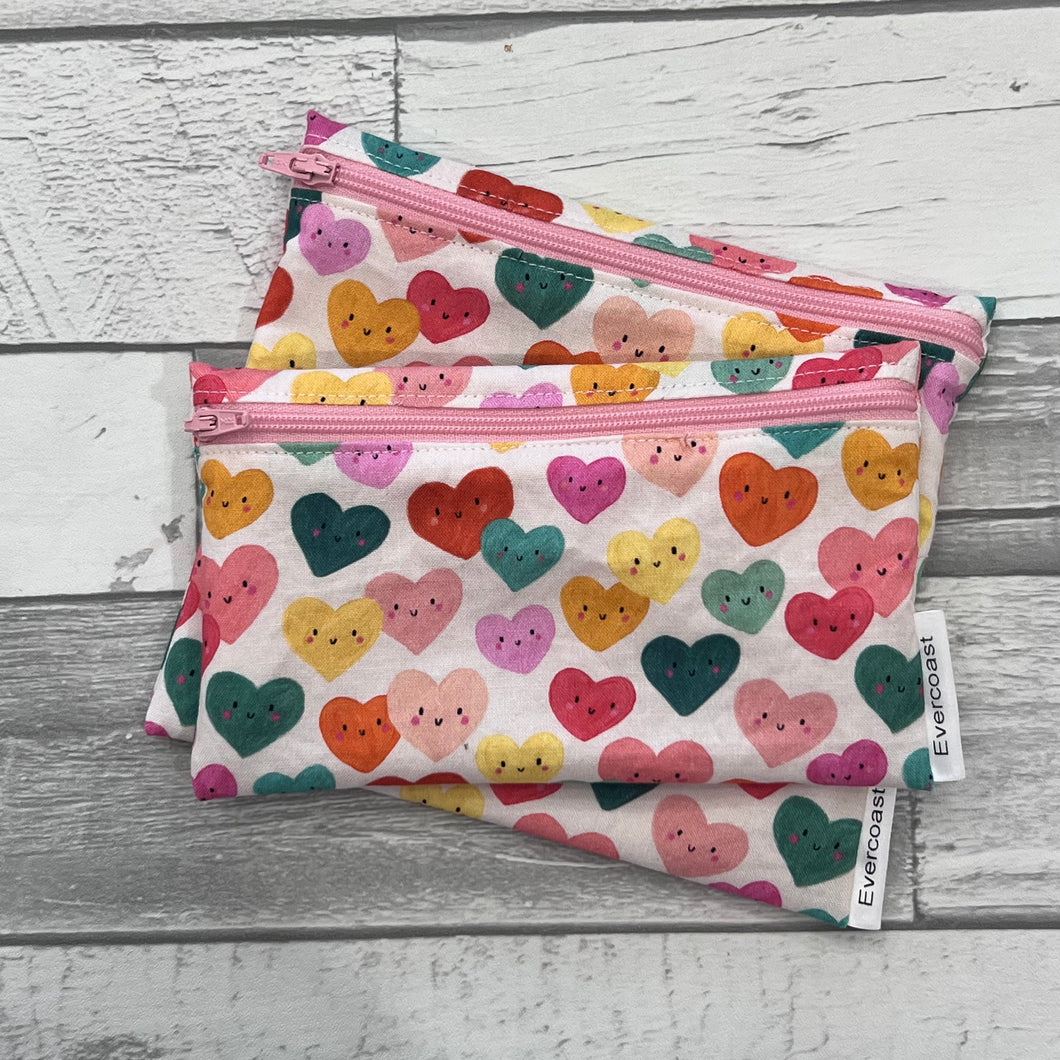 Smiling Hearts Reusable Snack Bag Set