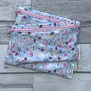Summer Flamingos Reusable Snack Bag Set