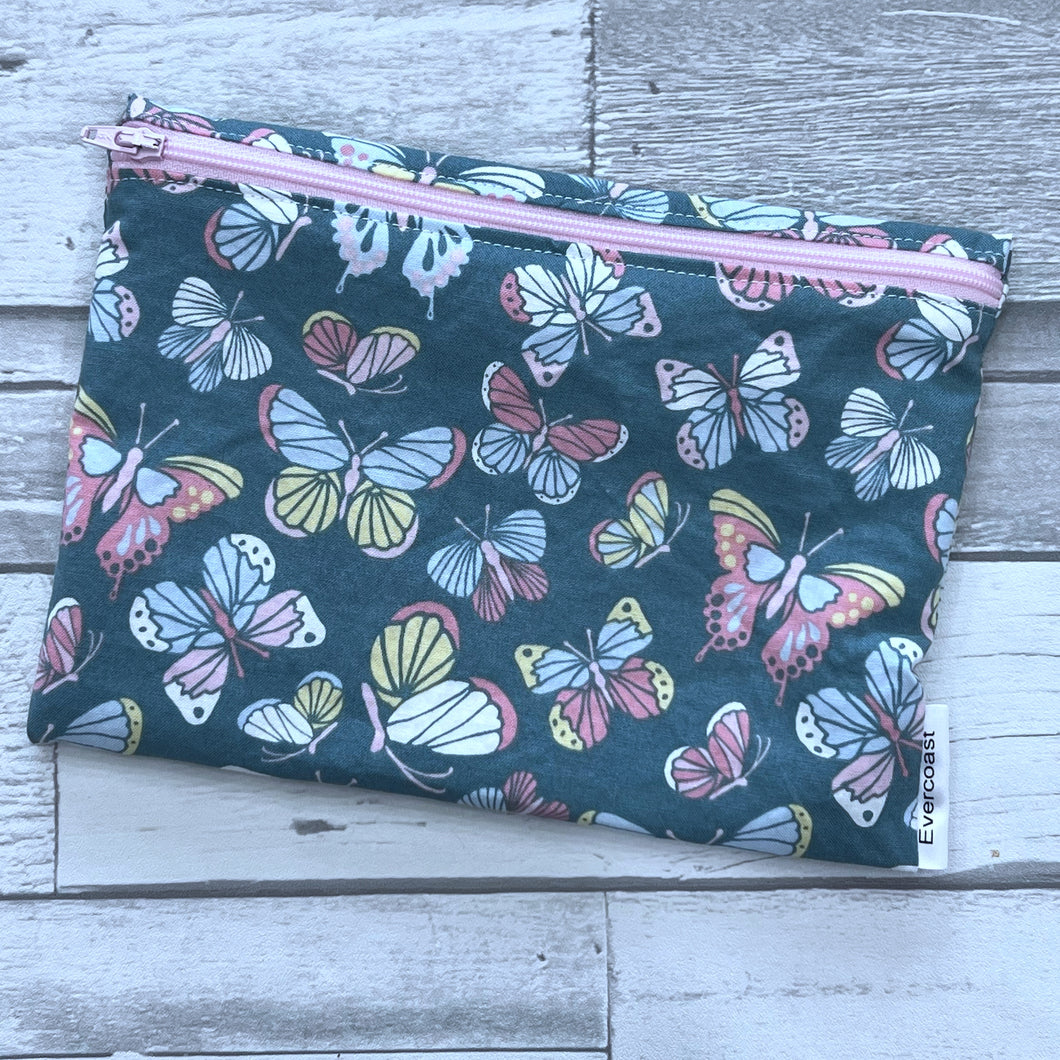 Butterflies on Sage XL Bag/Makeup Bag