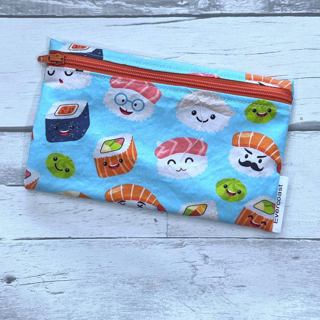 Sushi on Blue Reusable Snack Bag