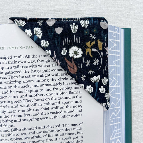 Black Floral Corner Bookmark