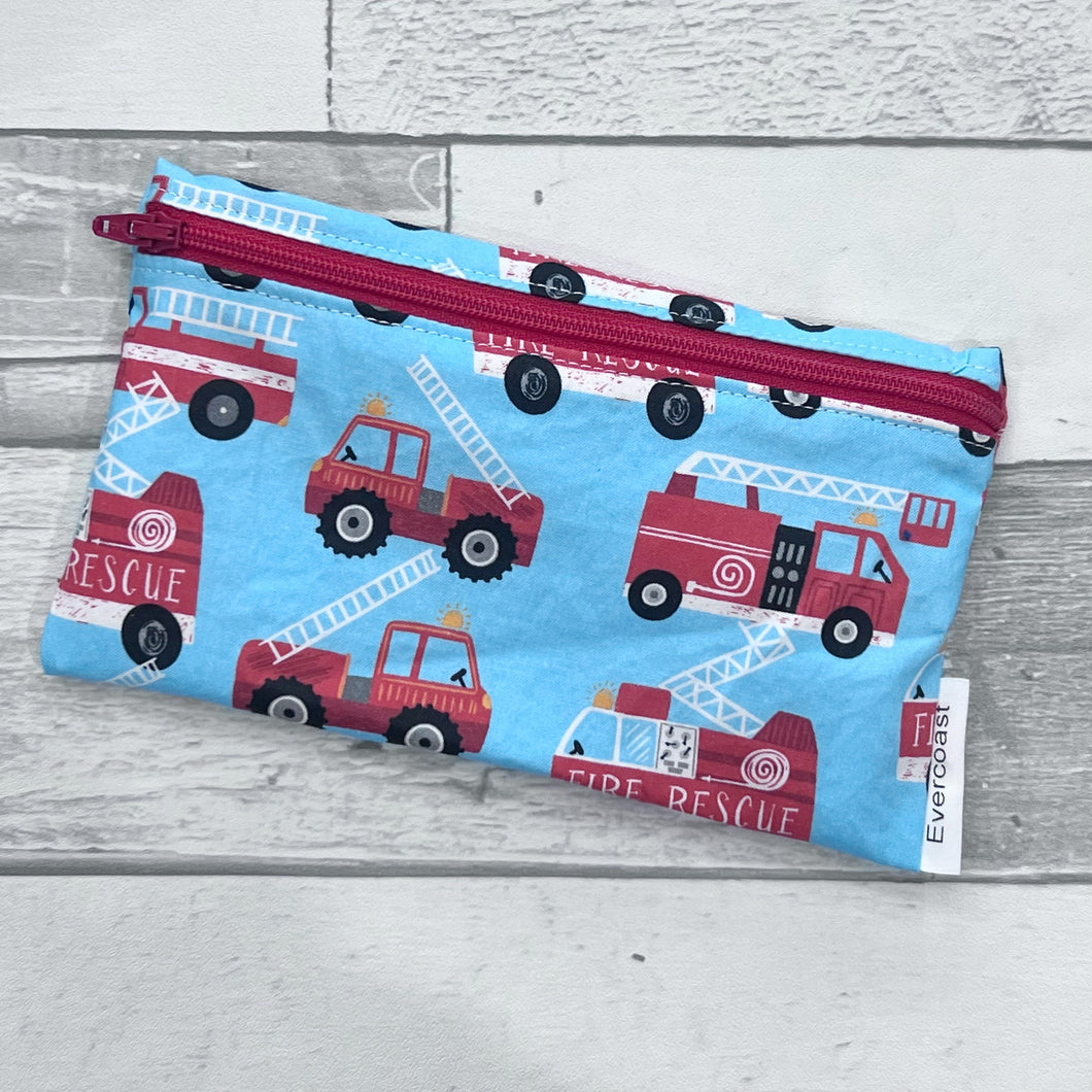Fire Trucks Reusable Snack Bag