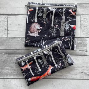 Charcoal Woodland Reusable Snack Bag Set
