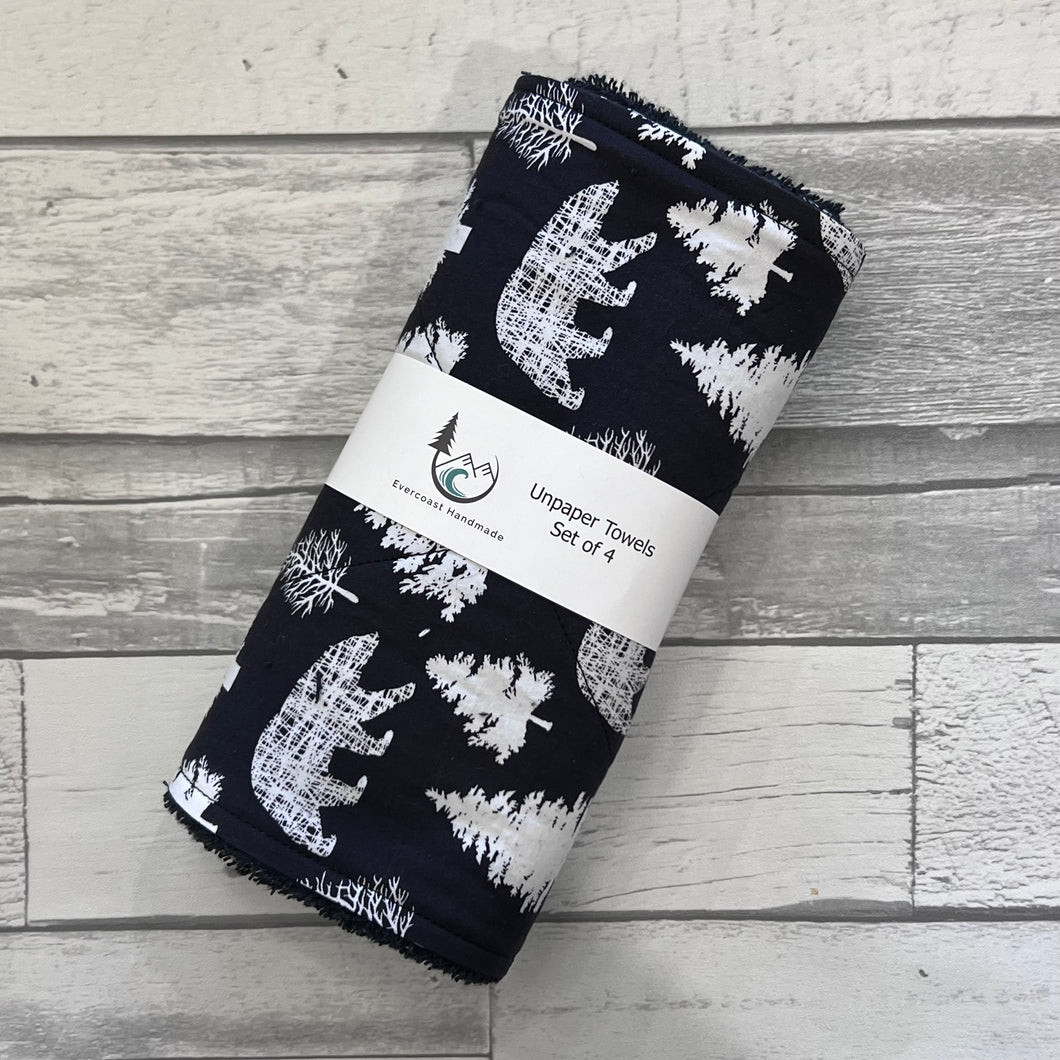Black Woodland Unpaper Towels - Set of 4