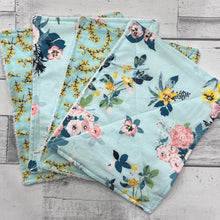 Load image into Gallery viewer, Mint Floral Unpaper Towels - Set of 4