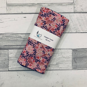 Pink Floral Unpaper Towels - Set of 4