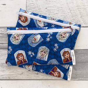 Ice Sisters on Blue Reusable Snack Bag Set