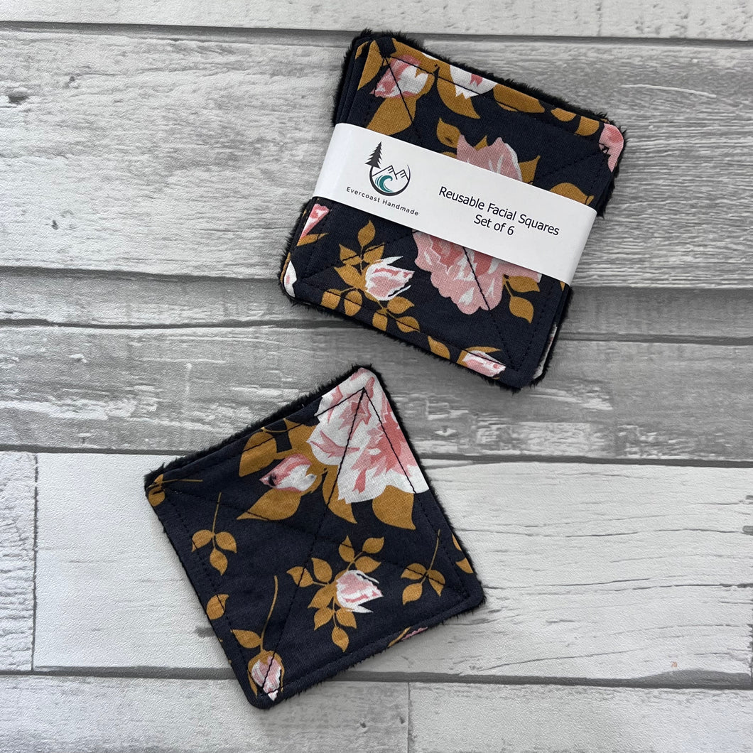 Charcoal Rose Reusable Facial Squares