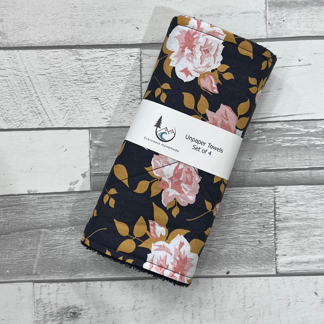 Charcoal Rose Unpaper Towels - Set of 4