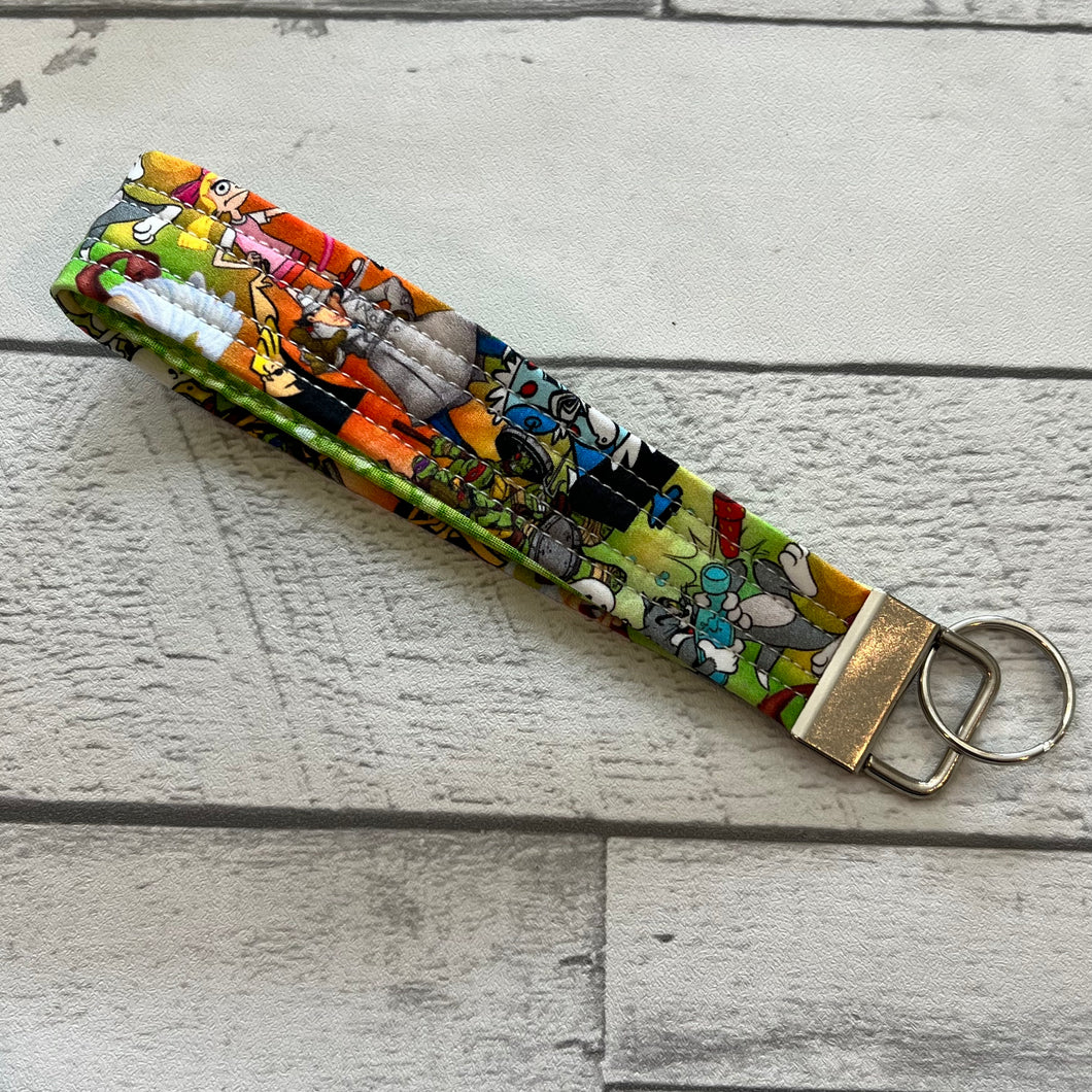 Retro Cartoon Wristlet Key Fob