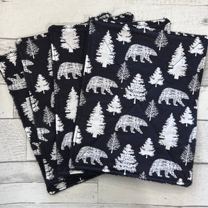 Black Woodland Unpaper Towels - Set of 4