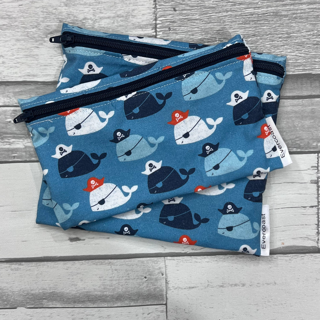 Pirate Whales Reusable Snack Bag Set
