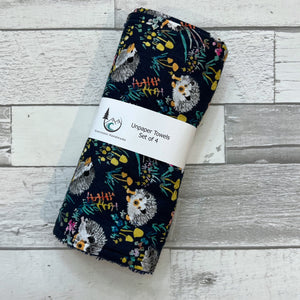 Navy Hedgehog Unpaper Towels - Set of 4